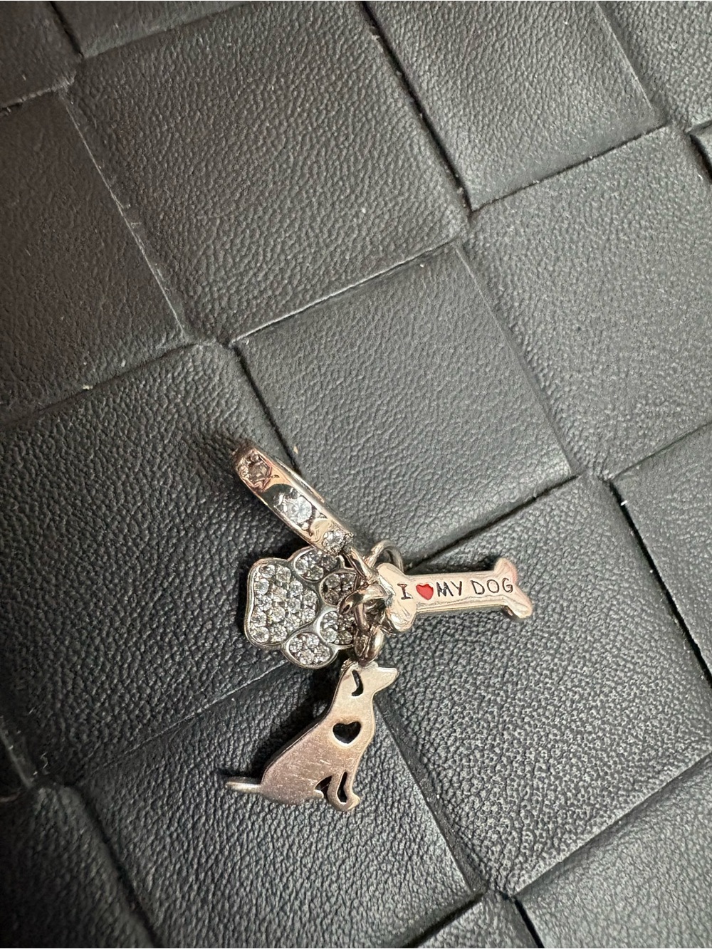 I ♥ My Dog Silver Charm Pendant with Paw and Dog Silhouette s925 NWOT - Picture 2 of 6